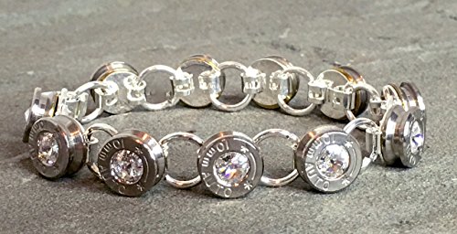 Swarovski Bullet Shell Casing Bracelet Diamond Rivoli and Sterling Silver Tennis Style Removed Primers