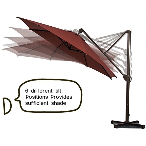 image for Abba Patio Offset Patio Umbrella 11-Feet Hanging Cantilever Umbrella w