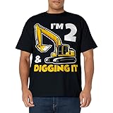 I'm 2 Year Old Gifts Excavator Construction 2nd Birthday Boy T-Shirt