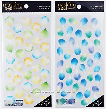 Mind Wave Japanese Masking Washi Flower Petal Sticker Sheets / Set of 2 (Blue [ 78424 ] + White [ 78422 ] - 74 Stickers)