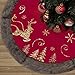Valery Madelyn 48 inch Luxury Red Gold Velvet Christmas Tree Skirt with Sequin Reindeer and Faux Fur Trim, Themed with Christmas Ornaments (Not Included)