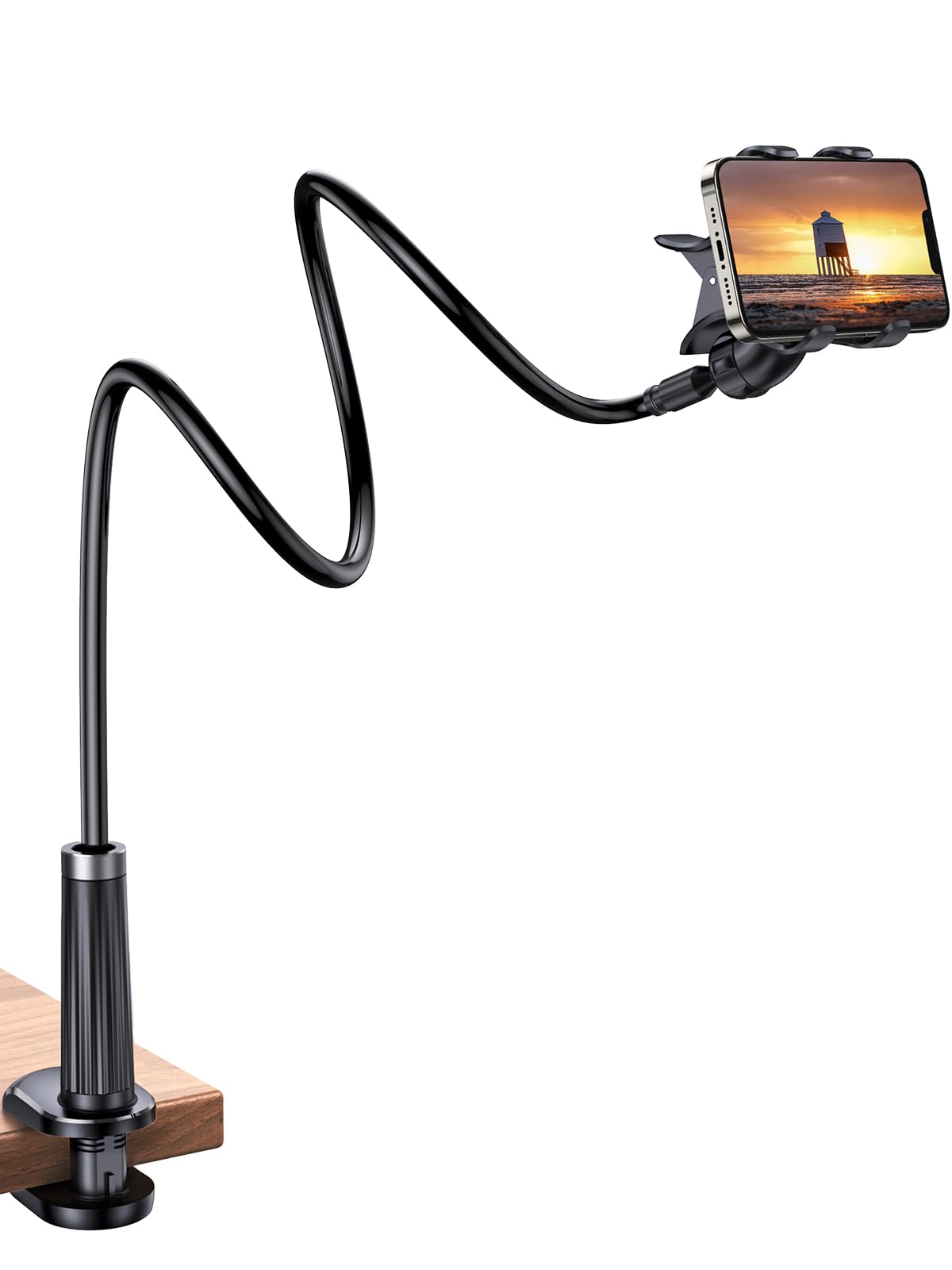 UGREEN Gooseneck Phone Holder Desk Mobile Mount Bed Stand Flexible Lazy Arm for Video Call/Film Record Clamp Compatible with iPhone 13 Pro Max 12 XR XS X 8,Galaxy S21 Ultra S20 FE S10 A21s,Pixel,Moto