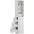ARTETHYS Storage Cabinet Tall Narrow Bathroom Organizer with 3-Level Adjustable Shelves Slim Free Standing Space Saver for Living Room Kitchen, Classic White