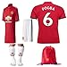 Kid / Youth Manchester United FC 2017 2018 17 18 REPLICA Paul Pogba Romel Lukaku Home & Away Soccer Team Jersey, Short, Socks + Soccer Bag (Paul Pogba Home, Size 28 (11-13 Years Old))