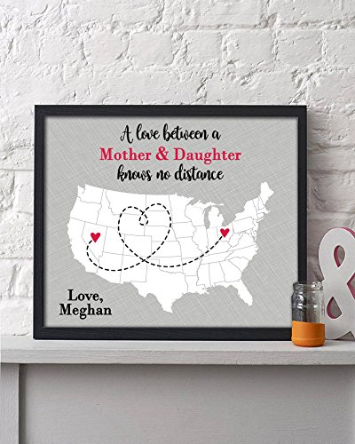 Personalized Mother Paper Print | Gift For Mom | Gift For Her | Mother Present | Mothers Day Gift | Long Distance Map Gift | Unique Mom Gift