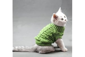 EVURSUA Pet Cat Sweater Kitten Clothes for Cats Small Dogs,Turtleneck Cat Clothes Pullover Soft Warm,fit Kitty,Chihuahua,Teddy,Poodle,Pug (Green, X-Small)