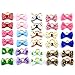 【30 Pcs】 15 Pairs Dog Bows, Cute Puppy Hair Bows with Rubber Bands, Multi-colored Handmade Pet Grooming Bows Hair Accessories for Small Dogs