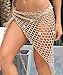 Women Crochet Beach Cover up Fishnet Sarong Wrap with Shells Pailletes