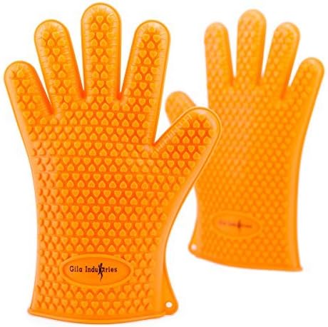 Perfect Protection Silicone Cooking &amp; BBQ Gloves | New | Heaviest Thickest Gloves Mean Better Protection for You! (Orange)