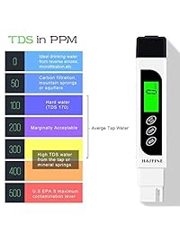 2019 ¿Más reciente? Medidor de calidad del agua del medidor TDS, Medidor de temperatura TDS EC profesional HASFINE 3 en 1, Medidor de 0-9999 ppm, Pantalla LCD, Medidor digital ideal para agua potable, Acuarios, Sistema de RO, Piscina, etc.