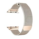 SICCIDEN Compatible Apple Watch Band 42mm, Milanese Mesh Loop Magnetic Closure Clasp Stainless Steel Replacement iWatch Band Compatible Apple Watch Series 3 Series 2 Series 1 (Series 2/1) Gold