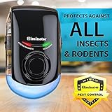 Eliminator Plug-in Electric Pest Repeller Deterrent with LED Night Light – Eradicates All Types of Insects and Rodents, Mice, bugs, Etc. Pest Control Solution [UPGRADED VERSION]