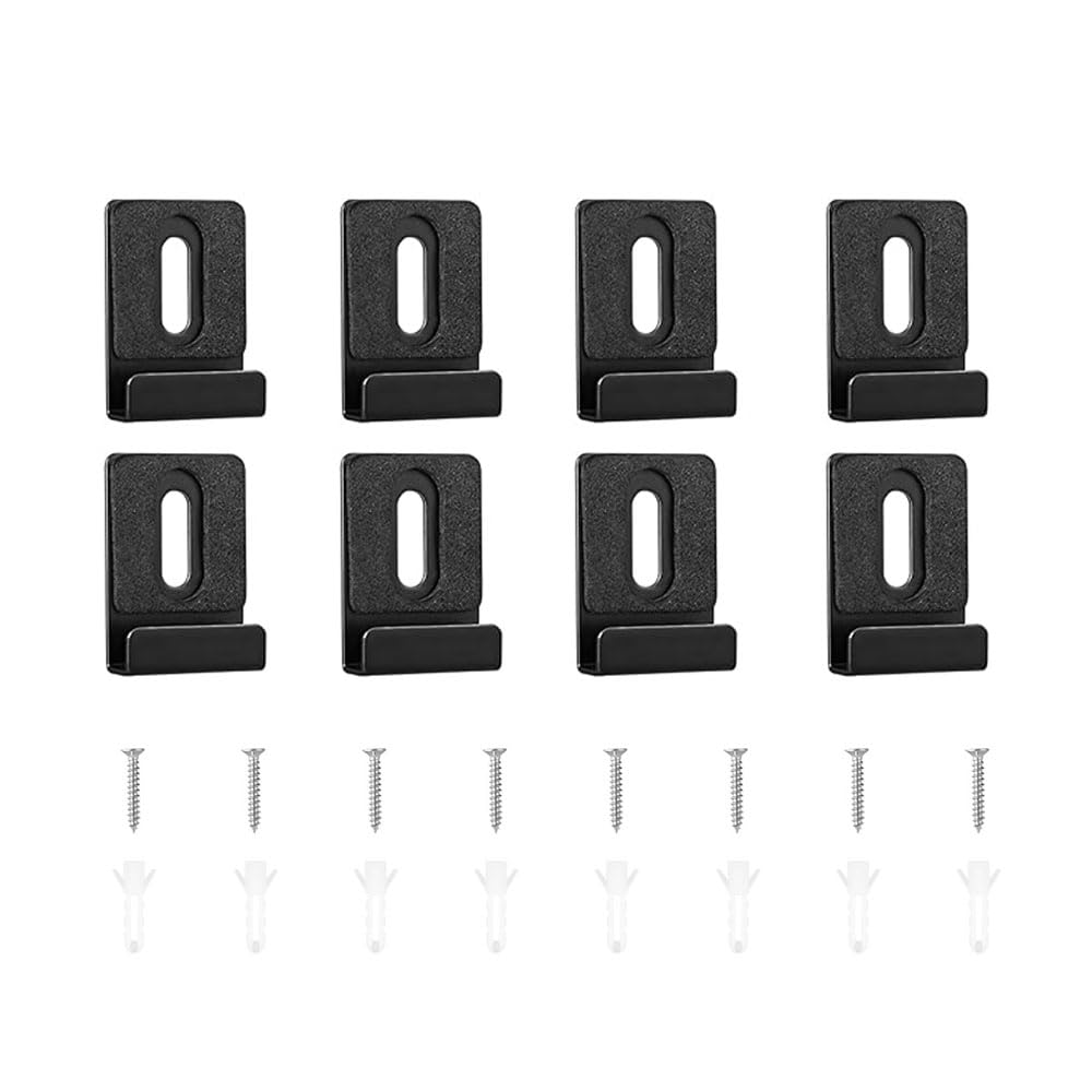 8Pcs Metal Mirror Clips Kit Mirror Clips with Screws for Frameless Mirror, Wall Mounting Heavy Duty Mirror Hanger Hardware for Mirror Tile Hanger Bracket, Black