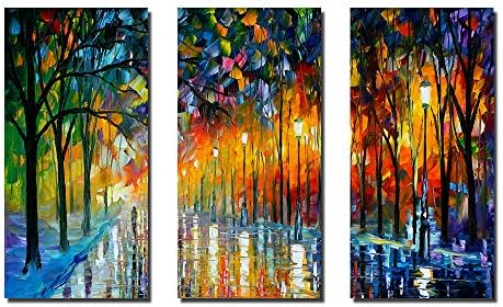 Hi Fun 3pcs Modern Giclee Landscape Canvas Prints Abstract Urban Love Rain Street Wall Art Decorative Picture For Home Frameless Painting 12x24inchx3pcs 30x60cmx3pcs Buy Online At Best Price In Uae Amazon Ae