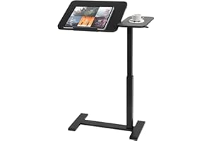 Kaixin Rabbit Height Adjustable Overbed Table，has Hidden Wheels and a rotatable Tabletop，can be Used for Home Offices and Hospitals(Black)