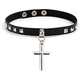Doubnine Black Cross Pendant Choker Gothic Leather Rivet Jewelry Trendy Necklace Punk Collar Unisex Jewelry