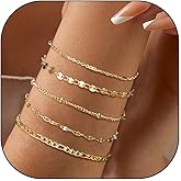 Staligue Gold Bracelets for Women,Waterproof Gold Bracelet Stack Set Dainty 18k Gold Plated Layered Gold Paperclip Link Tennis Chain Bracelet Pack Gifts for Women Girls Adjustable 6.5"+2"
