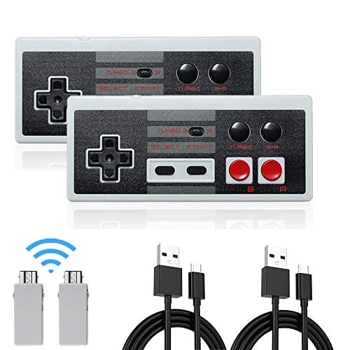 Wireless NES Mini Classic Rechargeable Controller,NES Wireless Gamepad for Nintendo Mini NES Classic Edition, Wireless Joypad & Gamepads Controller (2 Pack) (Best Wireless Controller For Nes Classic)