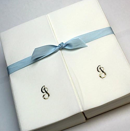 Disposable Nature's Linen Guest Hand Towels Wrapped w/ a Ribbon - Personalized with a Gold Single Script Initial - J - 100ct.