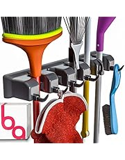 Berry Ave Broom Holder and Garden Tool Organizer Rake or Mop Handles Up to 1.25-Inches, 1 Pack, Black