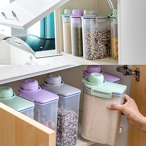 Ansee Cereal Container Dog Food Storage Containers with Airtight Design Pour Spout Measuring Cup BPA-Free Dry Food Cereal Dispenser for Flour Rice Snacks (1 Pack Gray) - Thumbnail 7