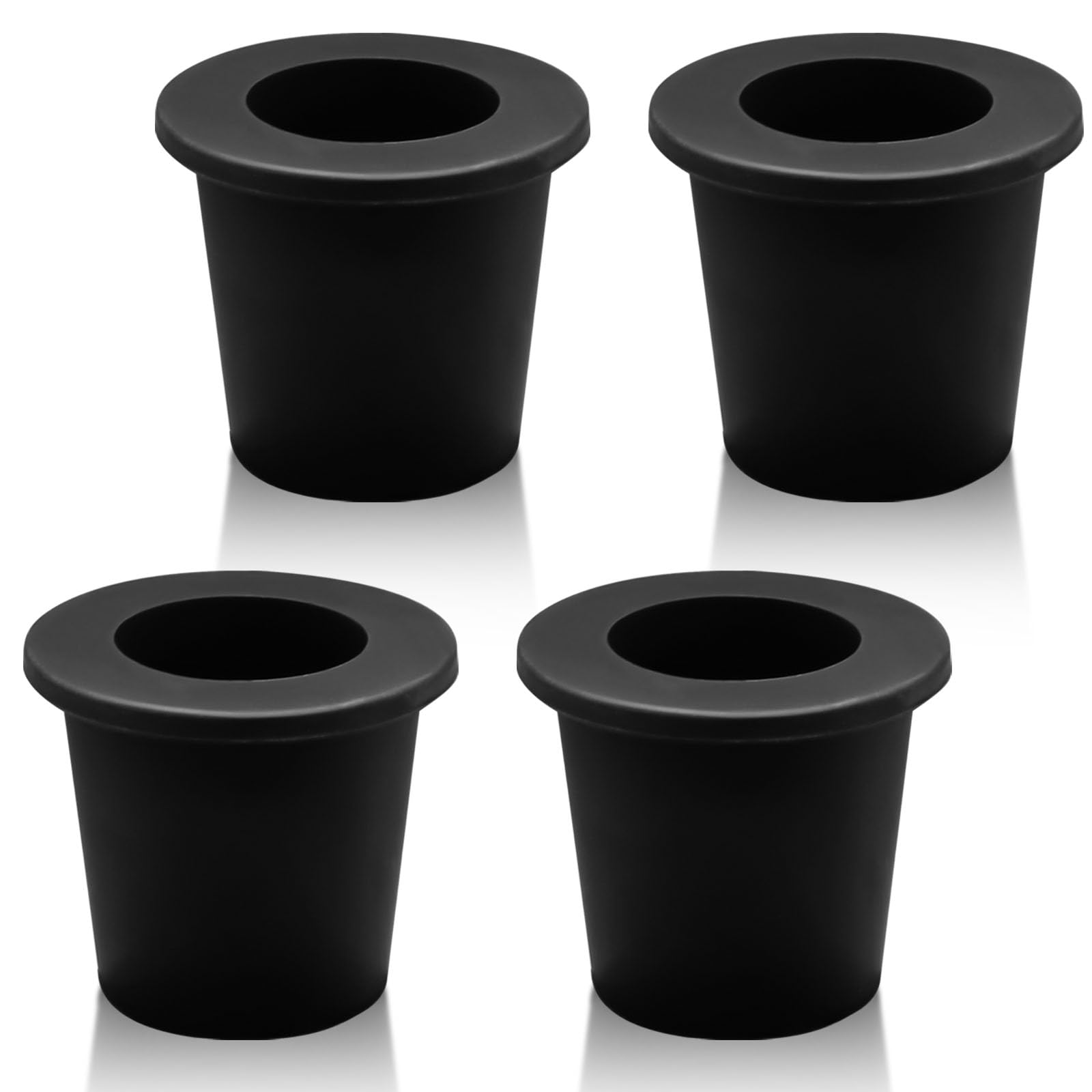 4Pcs Silicone Pool Umbrella Sleeve Stabilizer - Table Ring Insert for 2-2.5 Inch Hole or 1.5 Inch Adapter With Cone Wedge (Black)