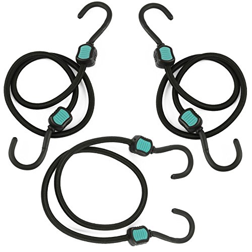 Set of 3 30" Extra Strength Bungee Cords with PVC Coated Hooks - 5/16" Diameter