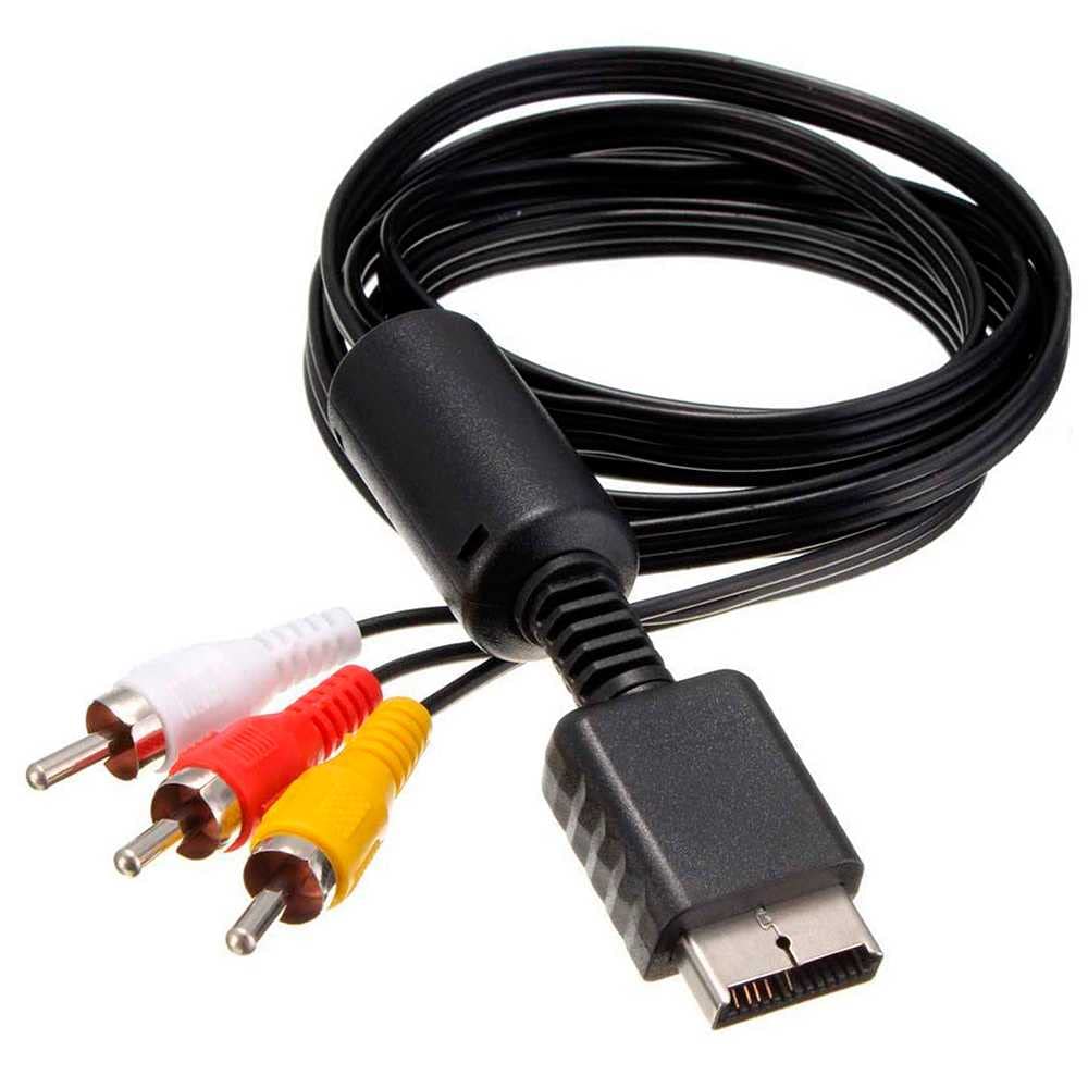OcioDual 1.8 m Composite AV to 3 RCA Replacement Cable Compatible with PS1 PSX PS2 PS3 Black Analog Audio Video Image Sound