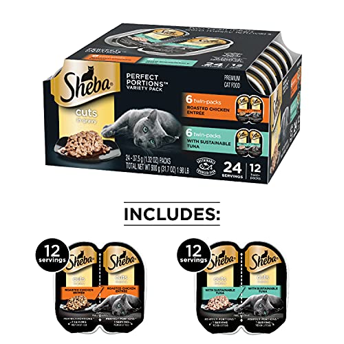 SHEBA PERFECT PORTIONS Cuts in Gravy Wet Cat Food Trays (12 Count, 24