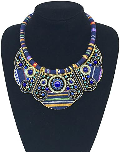 2016 New women bohemia necklace&amp;pendants multicolor statement choker necklace za antique tribal ethnic boho jewelry mujer bijoux (Blue)