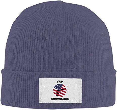 Winter Stop Gun Violence Usa Flag Beanie Hats Boy Navy Elastic Rib Knit