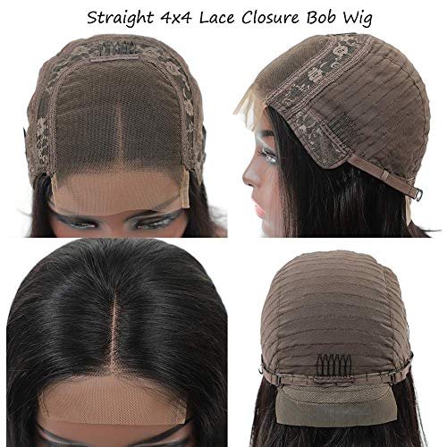 Straight-4x4-Lace-Closure-Short-Bob-Wigs-100-Unprocessed-Human-Hair-Lace-Front-Wigs-Brazilian-Virgin-Hair-Straight-Bob-4x4-Closure-Wigs-Human-Hair-for-Black-Women-12-inch-150-Density