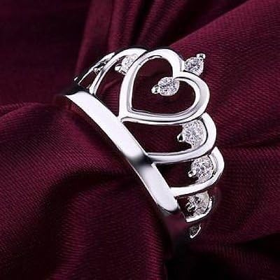 beautiful Fashion 925 Sterling silver women crown Austria Crystal Ring +Box R407