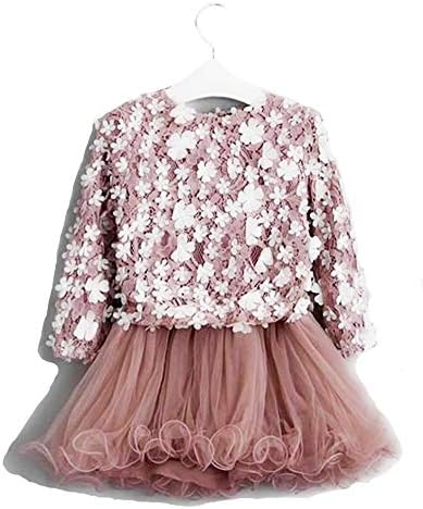 Maelie Princess Dress for Girls | Full Sleeved Floral Baby Girl Pink Tutu/Mini Party wear Dress.