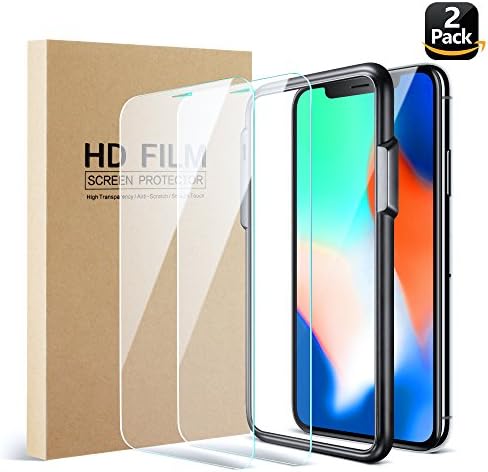 Eakase iPhone X Screen Protector (2 Pack), [Case Friendly] iPhone X Tempered Glass 2.5D Smooth Edges with Easy Install Alignment Frame for iPhone 10 - Clear