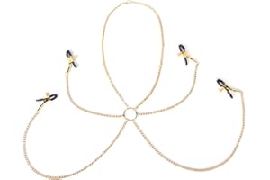 DTEXHIF Body Chain Necklace Adjustable Stainless Steel Body Clamps with Chain Non Piercing Clip on Body Jewelry Gift