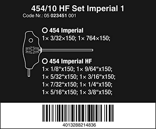 Wera 05023451001 454/10 HF Set Imperial 1, Quergriff-Schraubendrehersatz, zöllig, 10-teilig – Bild 3