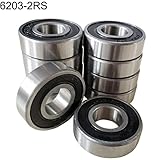 M-jump 10 PCS 6203-2RS Sealed Bearings 17x40x12mm Ball Bearing - Double Seal and Pre-Lubricated, Deep Groove Ball Bearings - Bearing Steel
