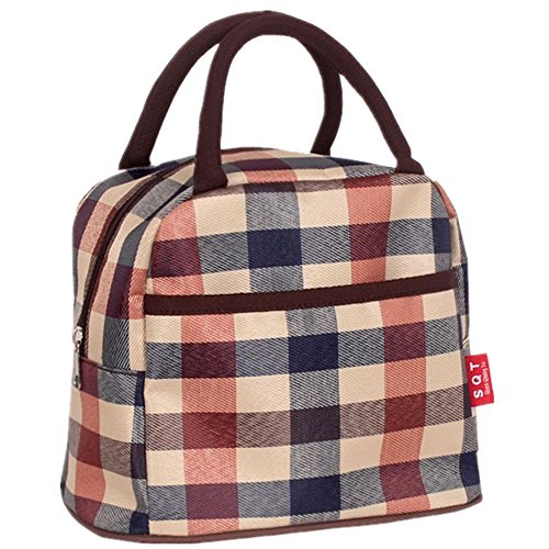 Topwel waterproof plaid lunch bag tote bag lunch organi…
