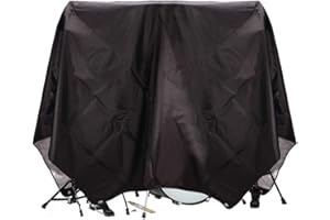 QEES Drum Set Dust Cover, PVC Coating Drum Cover, Drum Accessories, Electric Drum Kit Cover with Sewn-in Weighted Corners, For Waterproof, Anti UV-rays Protects From Sun (78"x 98", black) (Black)