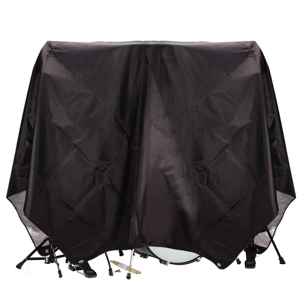 Drum Set Dust Cover, PVC Coating Drum Cover, Drum Accessories, Electric Drum Kit Cover with Sewn-in Weighted Corners, For Waterproof, Anti UV-rays Protects From Sun (78"x 98", black)