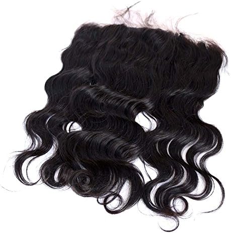 Toprincess Hair Brazilian Virgin Hair Body Wave Lace Frontal Closure 134 Bleach Knots with Baby Hair Free Part Full Lace Frontal Natural Color 135% Density (12 inch)