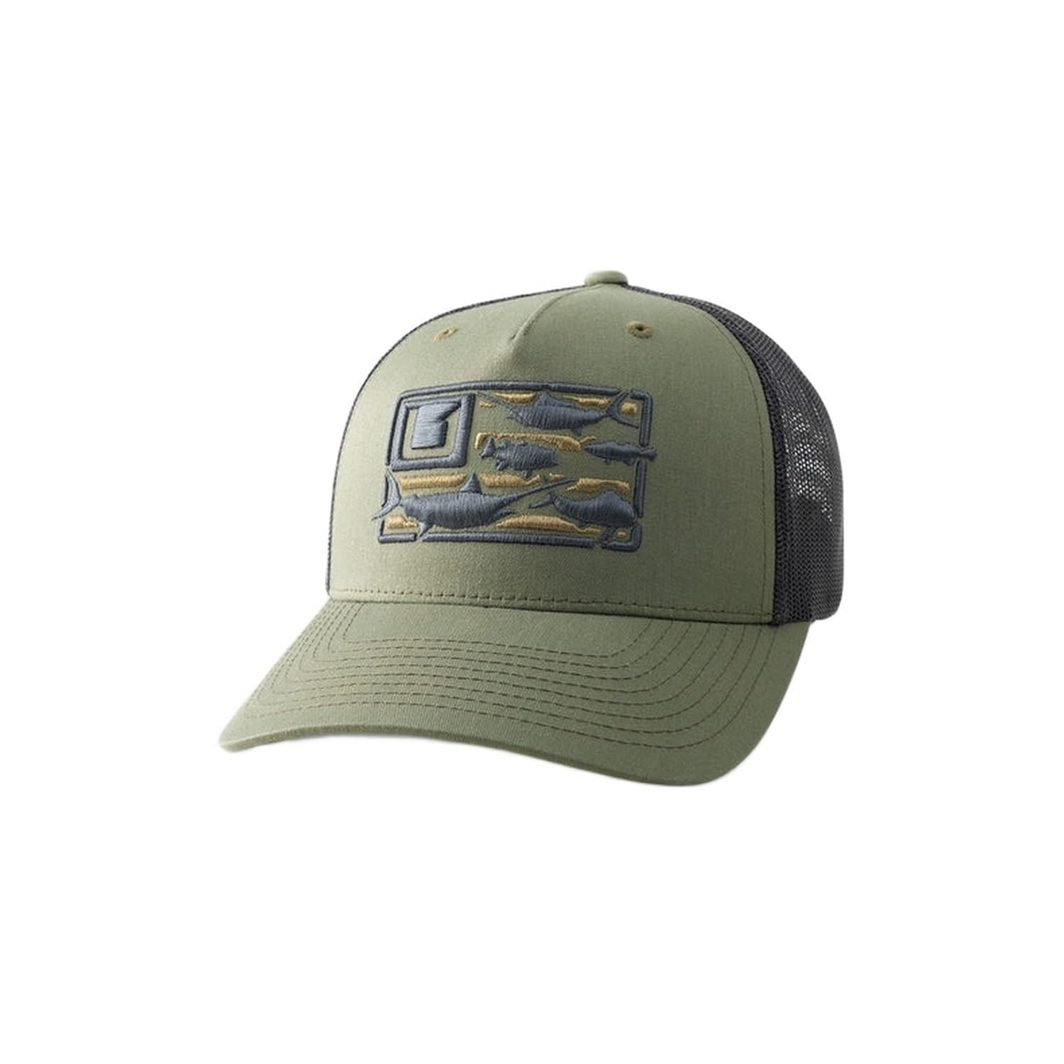HUK – Mens Trucker Hat, Anti-Glare Snapback Fishing Hat for Men, Moss 2.0, One Size