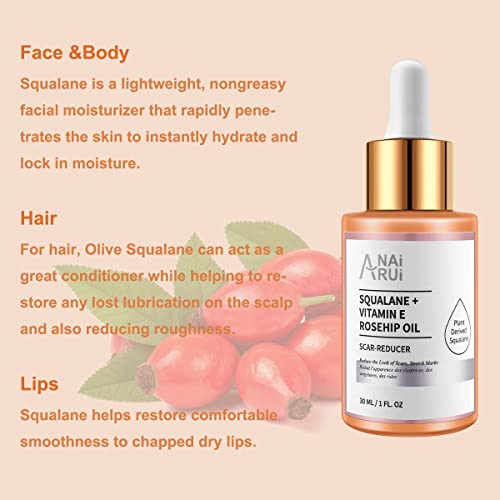 ANAI RUI Squalane + Vitamin E Rosehip Oil Moisturizer for Face Hydrate