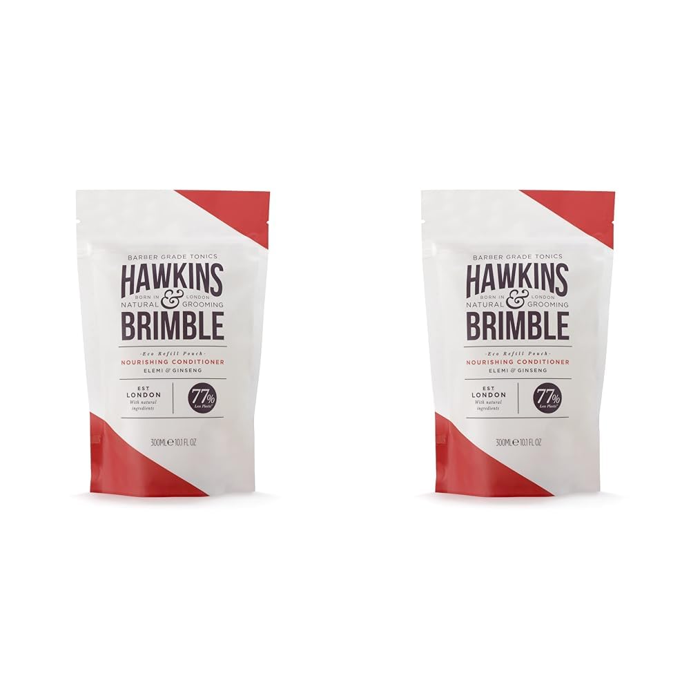 Hawkins & Brimble Conditioner Eco-Refill Pouch - 300ml Haircare For Men And Naturally Fragranced | Eco Friendly Refill Pouches (Conditioner Refill Pouch) (Pack of 2)