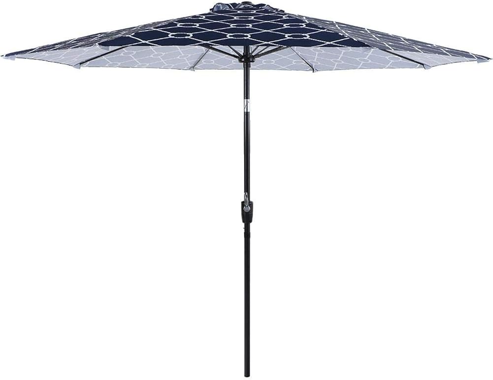 Amazon Com Phi Villa 9ft Fiberglass Patio Umbrellas Outdoor Printing Auto Tilt Market Umbrella With 8 Sturdy Ribs Navy Blue White Printing Clothing