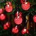 Qedertek Solar String Lights Outdoor,Bubble Globe Solar Lights 20foot 30 LED String Light Crystal Ball Lighting for Fairy Garden, Patio, Wedding, Party and Holiday Decorations(Red)