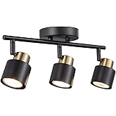 CRAFTRONOS 3 Light Track Lighting Kit, Matte Black Brass Finish 3 Way Adjustable with GU10 Modern Ceiling Directional Spot Li