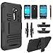 Asus Zenfone 2E Case, Combo Rugged Shell Cover Holster with Built-in Kickstand and Holster Locking Belt Clip Black + HD Screen Protector + Circle(TM) Stylus Touch Screen Pen