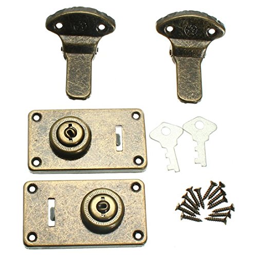 TOOGOO 2pcs Iron Guitar Instrument Case Latches Box Buckles With Screws & 2 Keys G-16 - Thumbnail 4